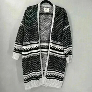 Cotton On Cardigan Womens XS Mohair Blend Fair Isle Long Cozy Eclectic Grandpa